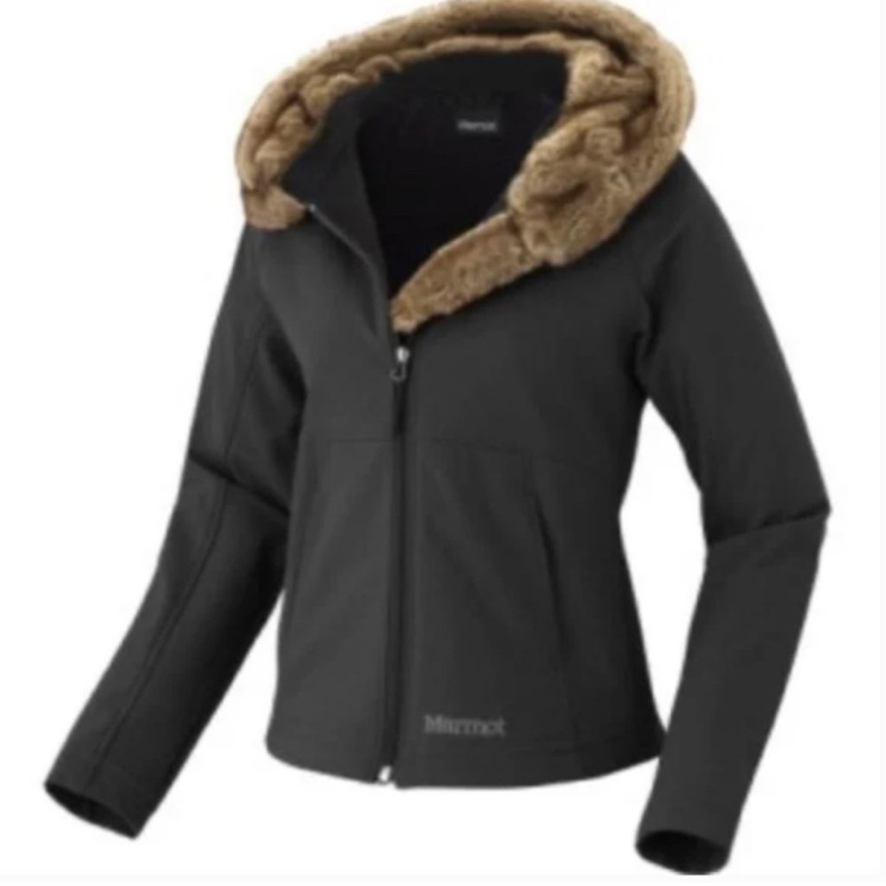 Marmot Ski Style Jacket with front zip and faux fur trimmed hood
